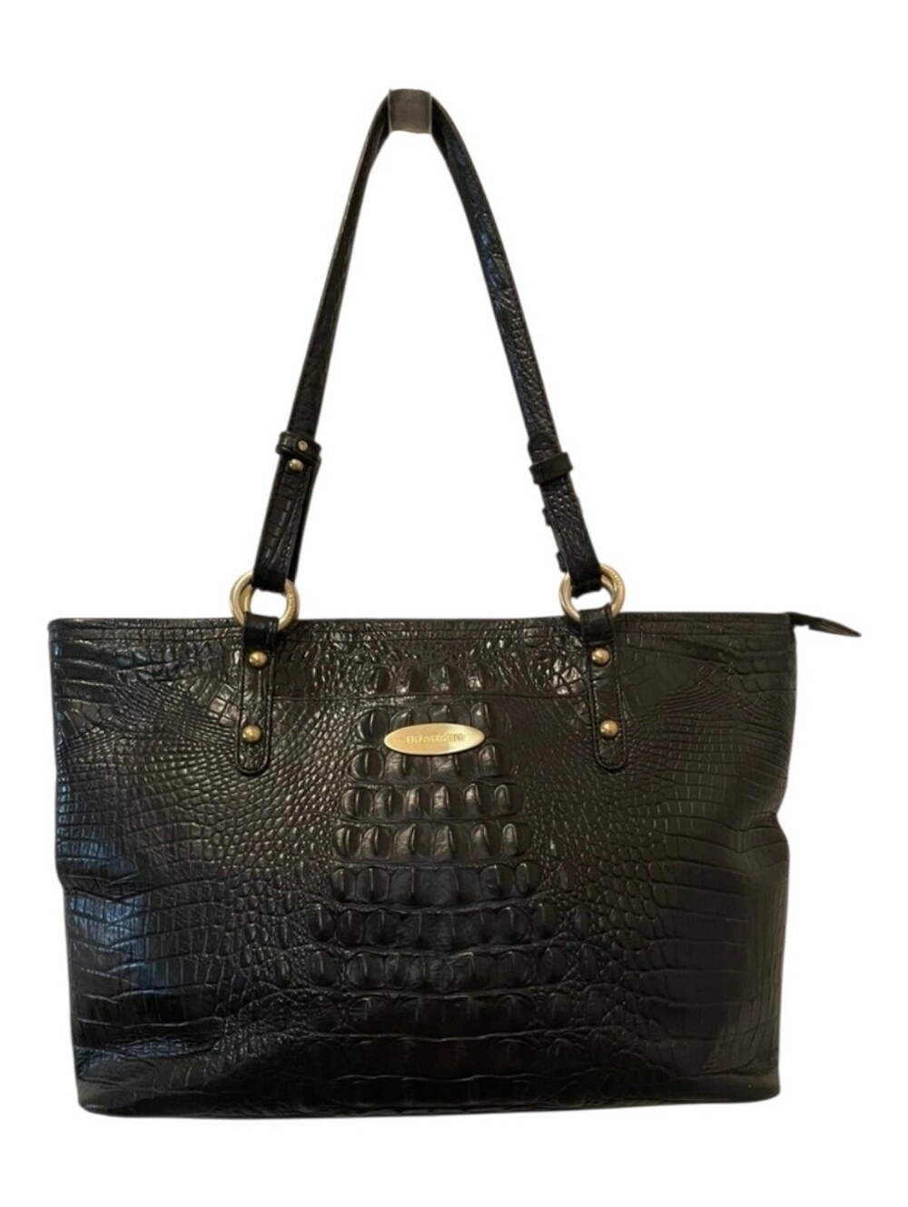 Brahmin, Black Croc-Embossed Tote